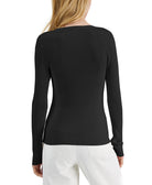 INC International Concepts Women Ribbed Cutout Crewneck Sweater