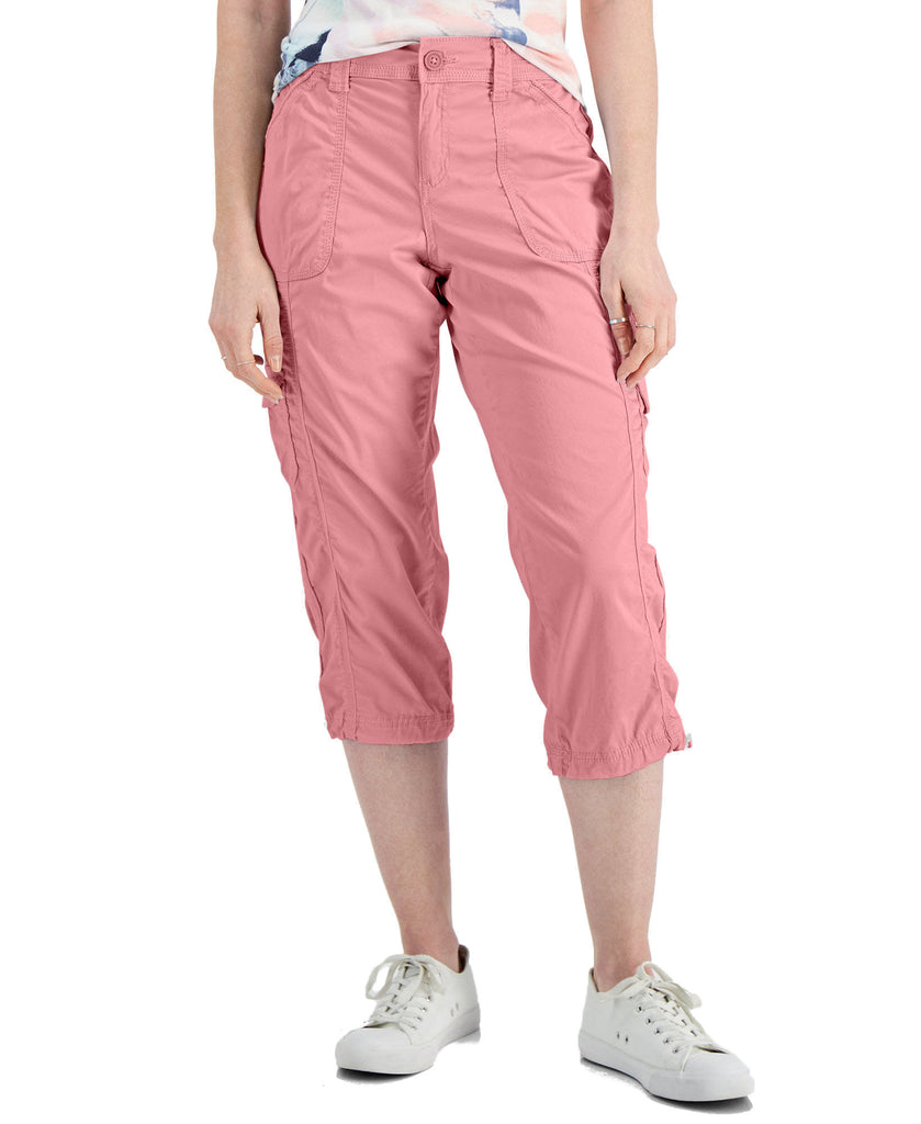 Style & Co Women Bungee Hem Capri Pants Bella Pink