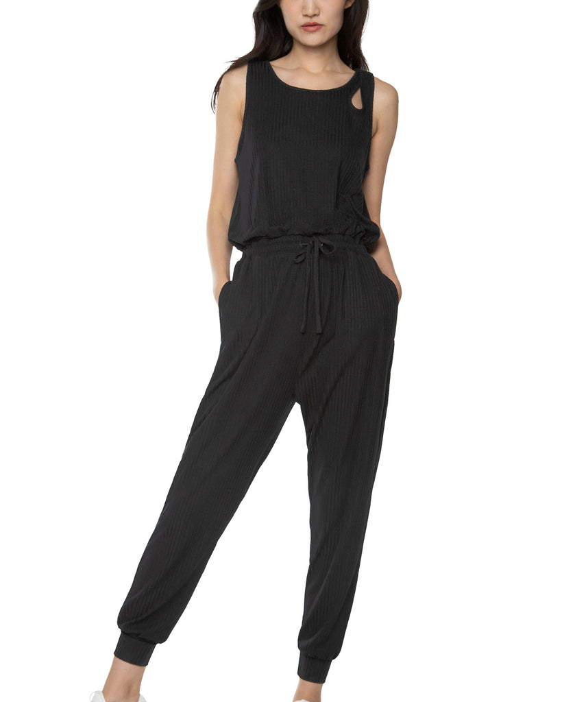 Black Tape Women Cutout Jogger Jumpsuit Black