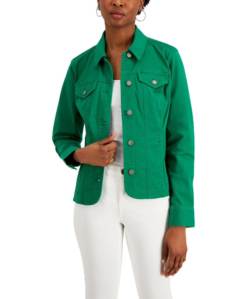 Charter Club Women Denim Jacket Bright Myrtle