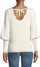 Love Scarlett Women Scalloped Neck Puffy Sleeve Sweater