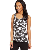 Material Girl Juniors Sleeveless Scoop Neck Tank Top Black White Tie Dye