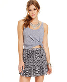 American Rag Juniors Pleated Printed Skirt Classic Black Combo