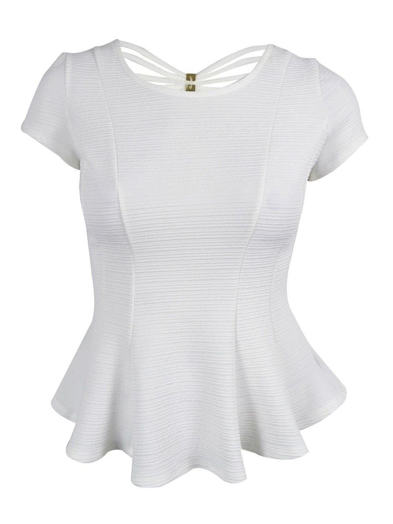 BCX Juniors Jersey Round Neck with Cut Out Back Top White