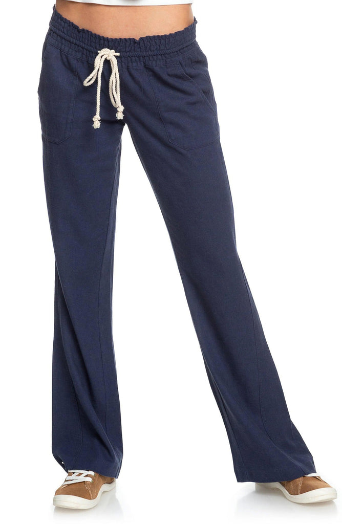 Roxy Juniors Oceanside Wide Leg Drawstring Pants Mood Indigo