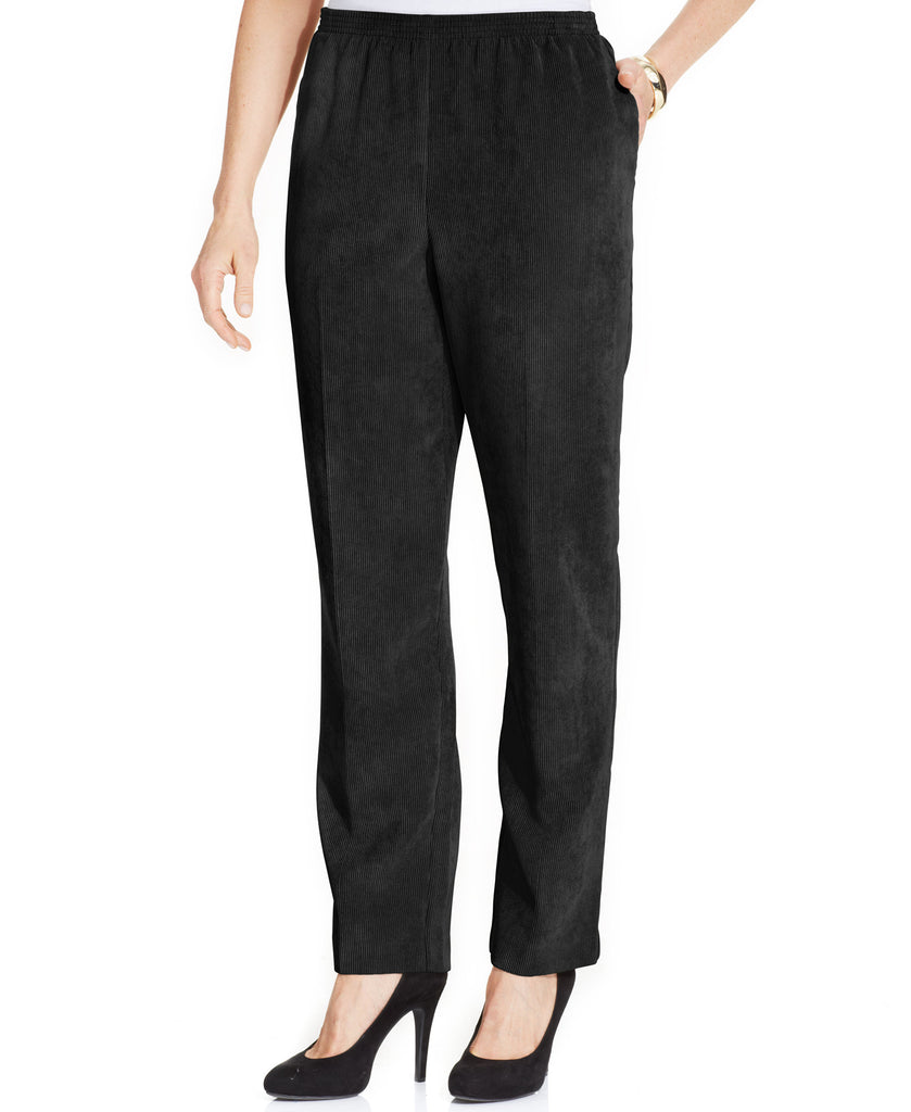 Alfred Dunner Petite Classics Corduroy Straight Leg Pants Black