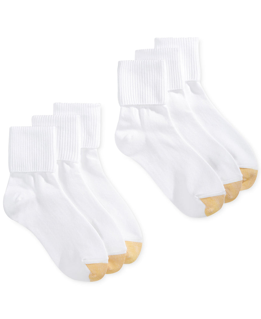 Gold-Toe-Women-Turn-Cuff-6-Pk-Socks-White