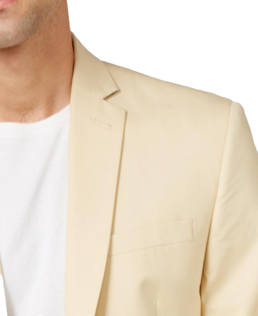 Bar III Men Khaki Solid Cotton Slim Fit Jacket