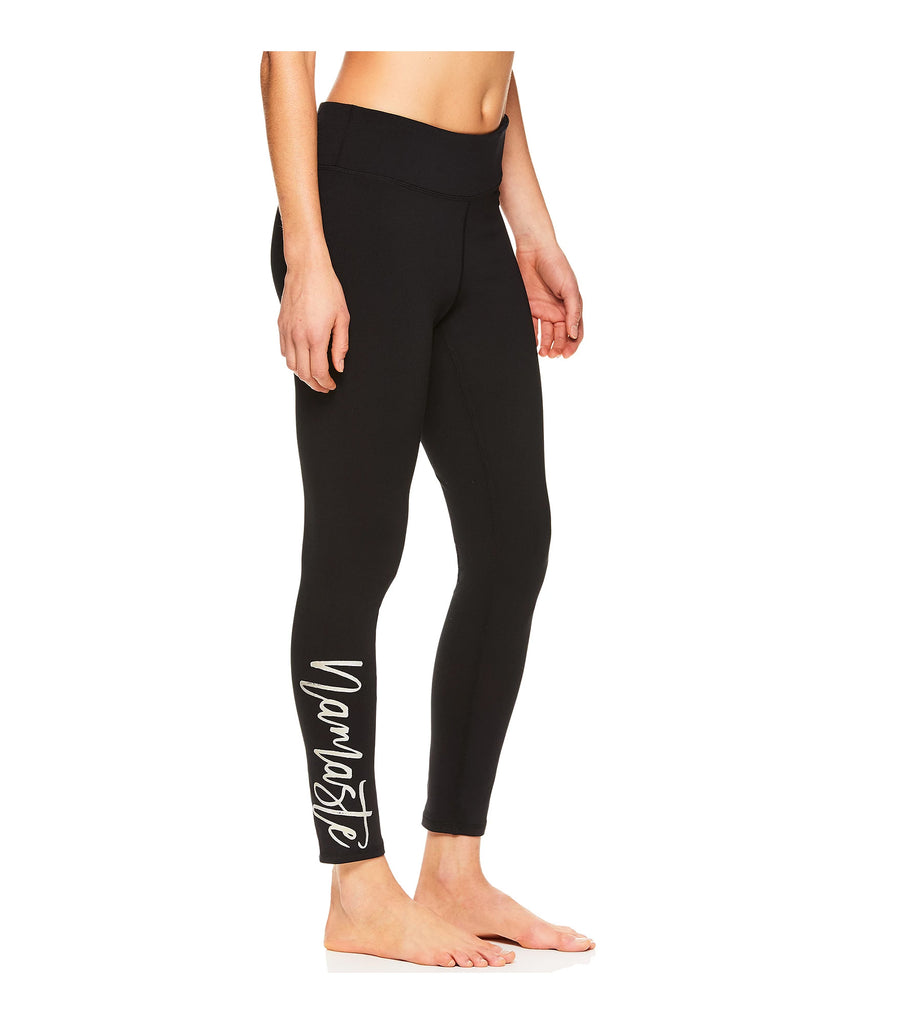 Gaiam Women Om Prism "Namaste" Graphic Midrise Ankle Leggings Black