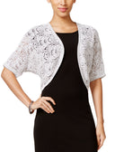 Jeanne Pierre Women Marled Open Knit Shrug Light Brown Marled