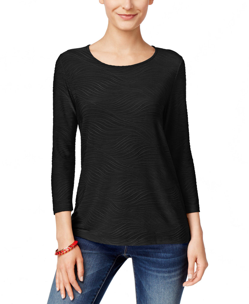 JM-Collection-Women-Jacquard-Top-Deep-Black