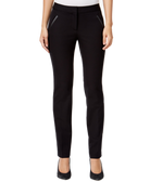 Alfani Women Petite Faux Leather Detail Pants Deep Black