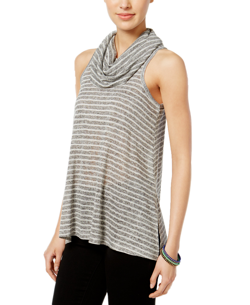 Hippie Rose Women Juniors Sleeveless Cowl Neck Top Light Heather Grey