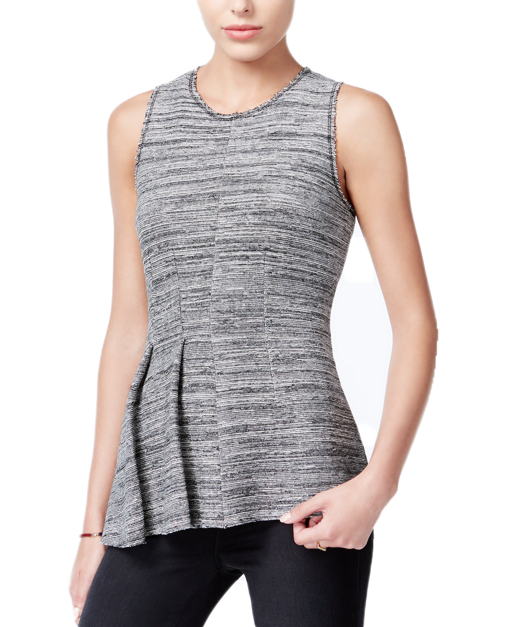 RACHEL Rachel Roy Women Amelia Pleated Top Black Combo