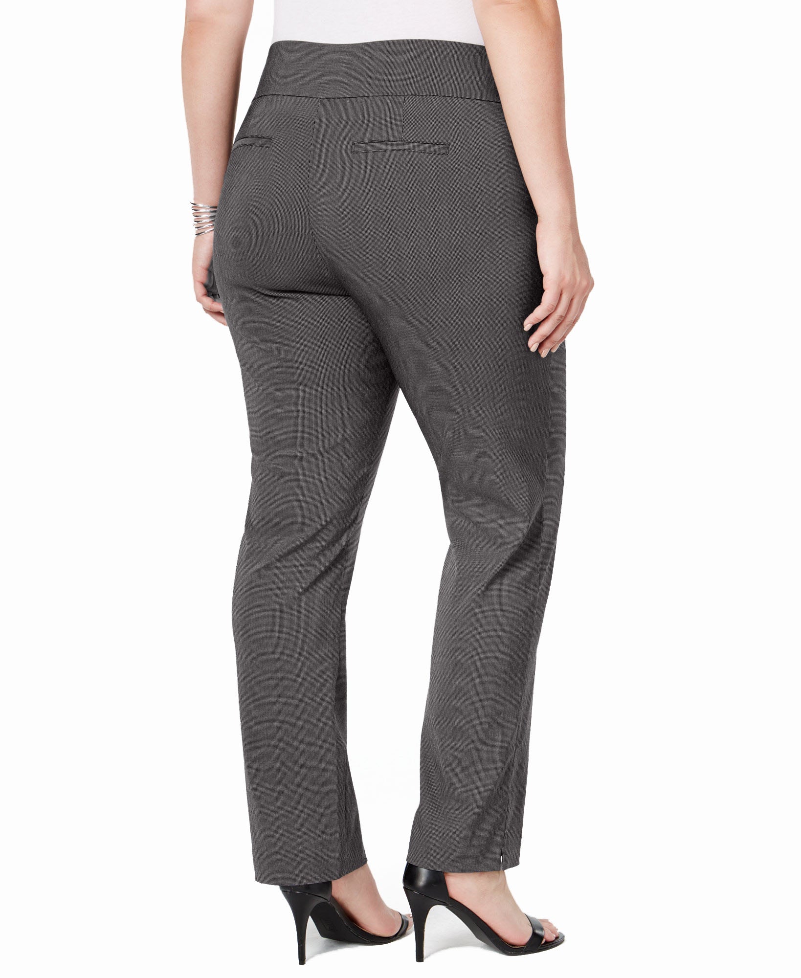 Charter Club Women Plus Cambridge Tummy Control Check Printed Pull On Pants