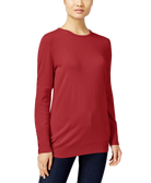 JM Collection Women Petite Crew Neck Sweater New Red Amore