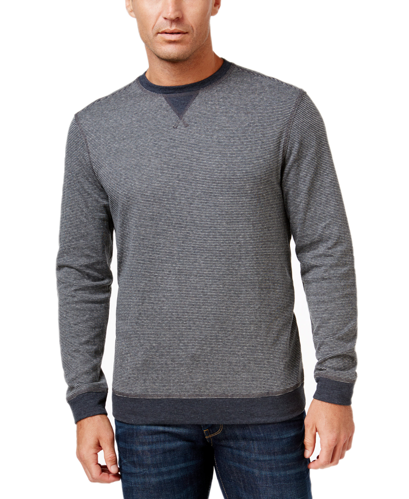 Tasso Elba Men Colorblocked Stripe Sweatshirt Onyx Heather