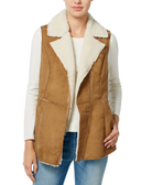 Wildflower Women Faux Shearling Moto Vest Camel