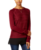 BCX Juniors High Low Layered Look Sweater Bordeaux