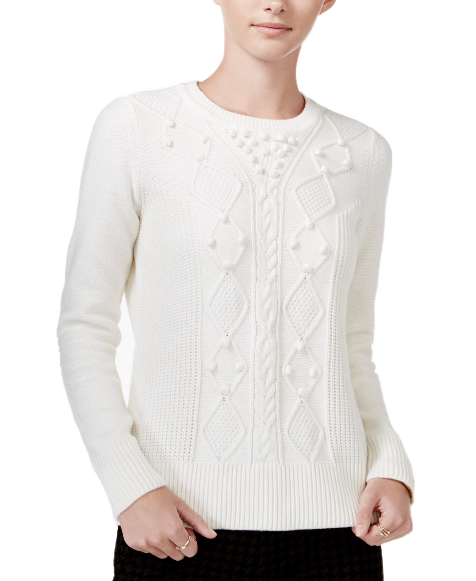 Maison Jules Women Textured Sweater Egret