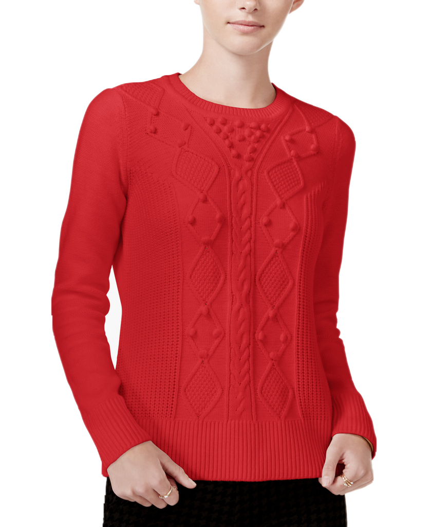 Maison Jules Women Textured Sweater Loving Red