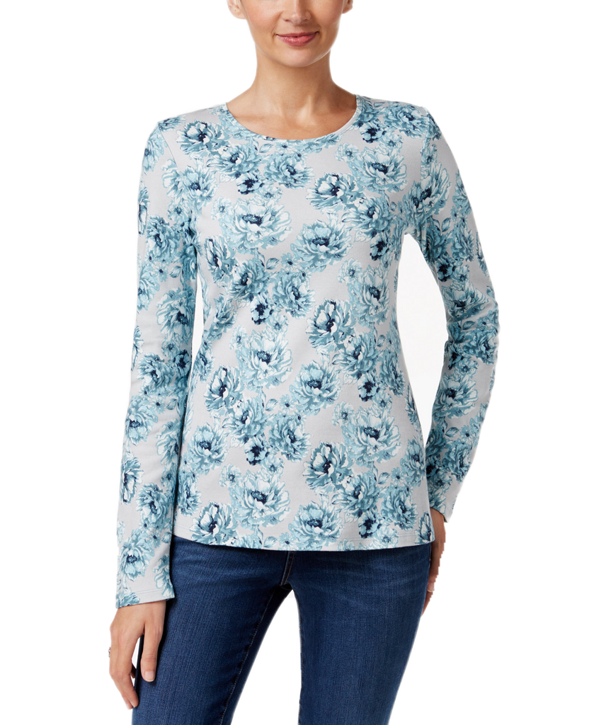 Charter-Club-Women-Floral-Print-Top-Dusted-Aqua-Combo