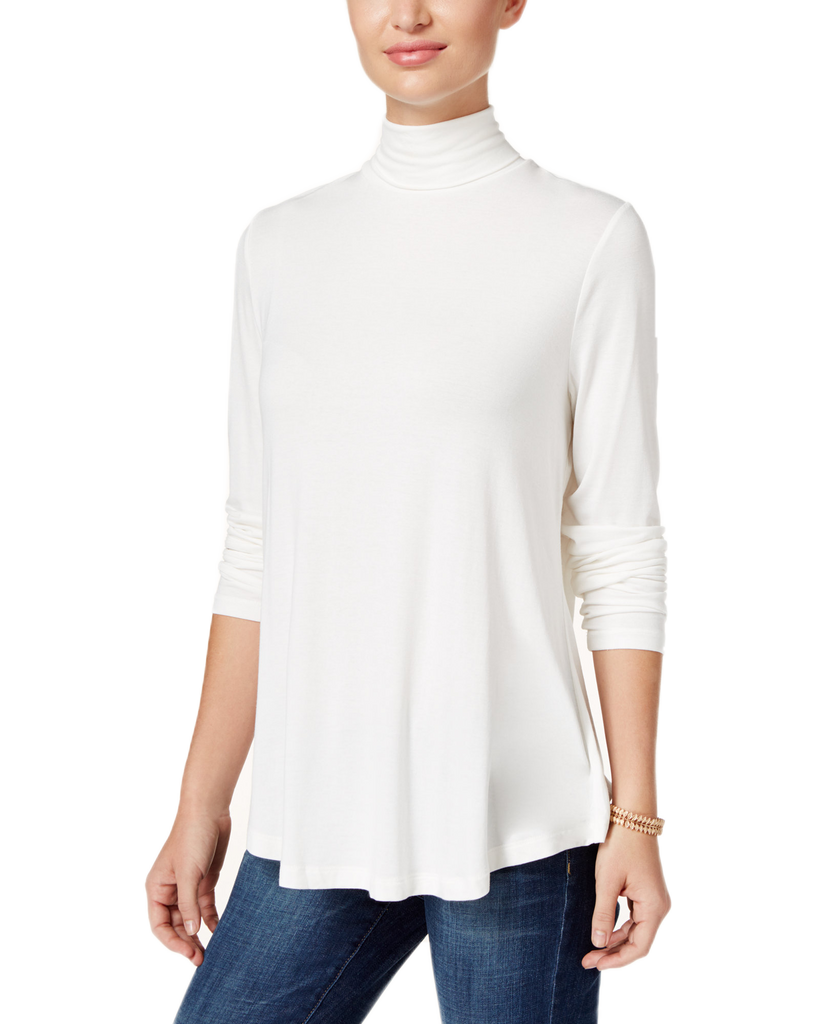 JM Collection Women Turtleneck Top Eggshell