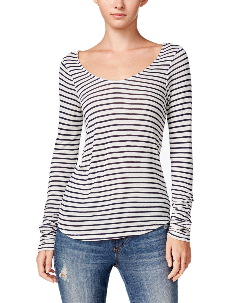 chelsea sky Women Montrose Striped Open Back Top Navy