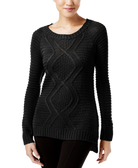 NY Collection Women Cable Knit Sweater Black