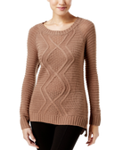 NY Collection Women Cable Knit Sweater Mocha