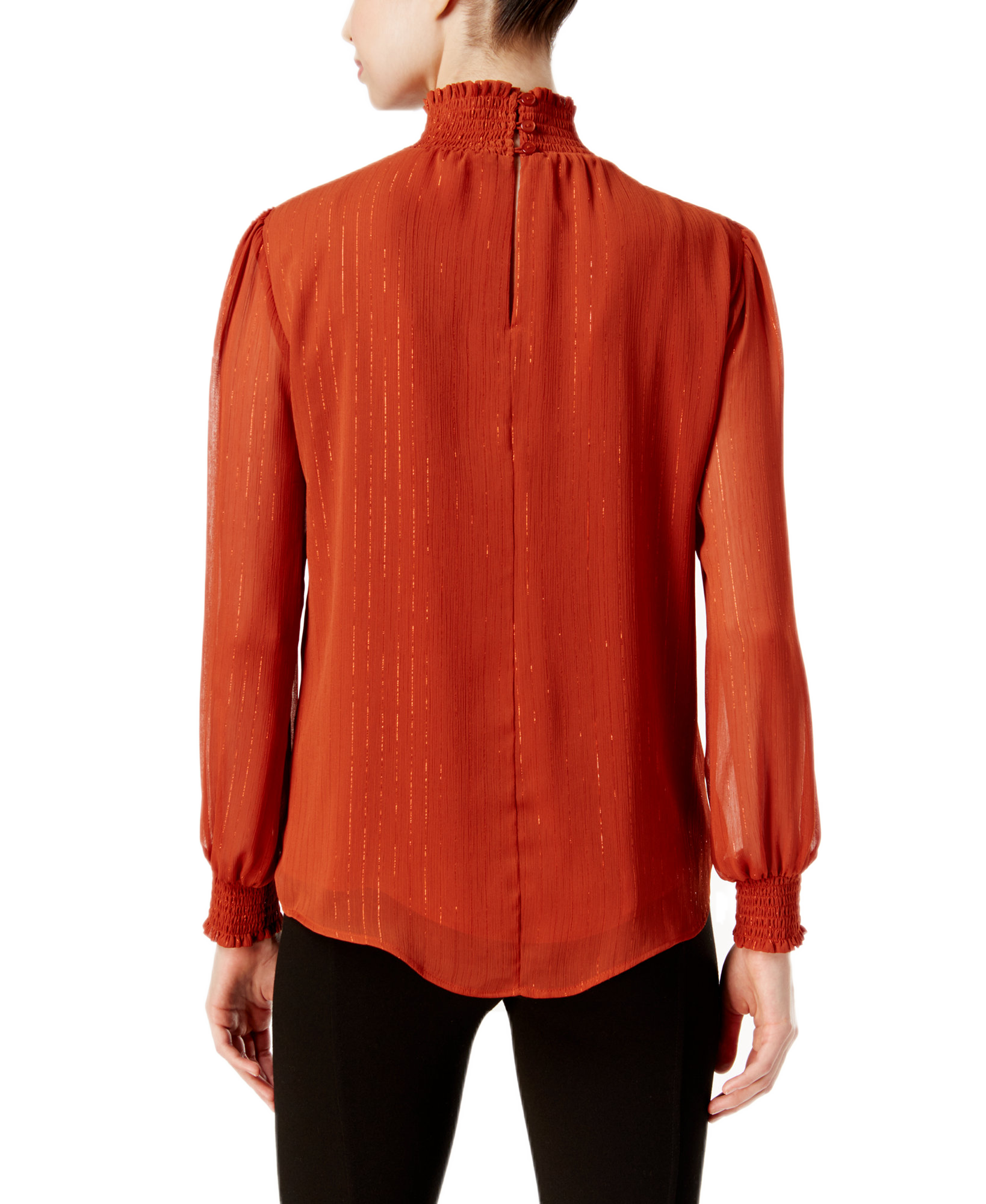 NY Collection Women Metallic Detail Turtleneck Blouse