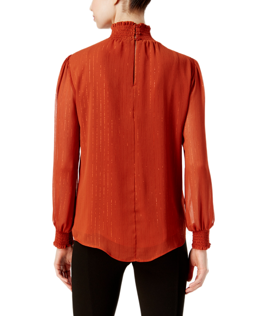 NY Collection Women Metallic Detail Turtleneck Blouse