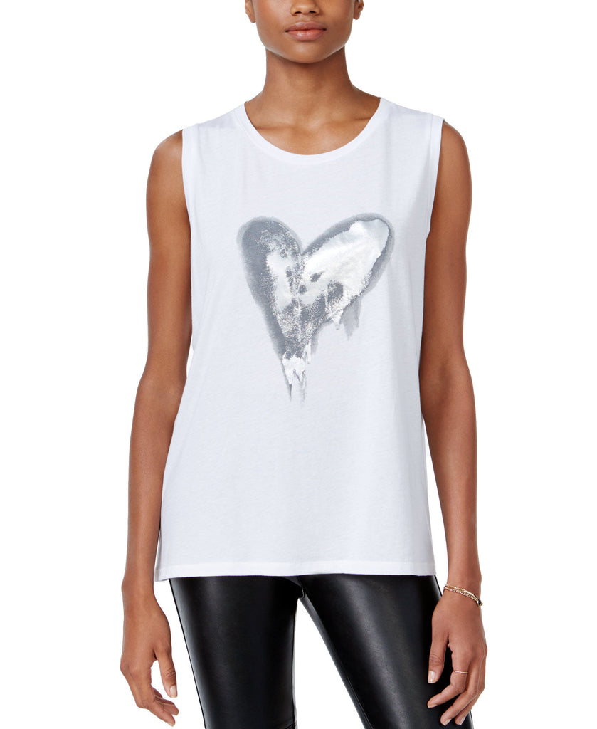 RACHEL Rachel Roy Women Heart Graphic T Shirt White