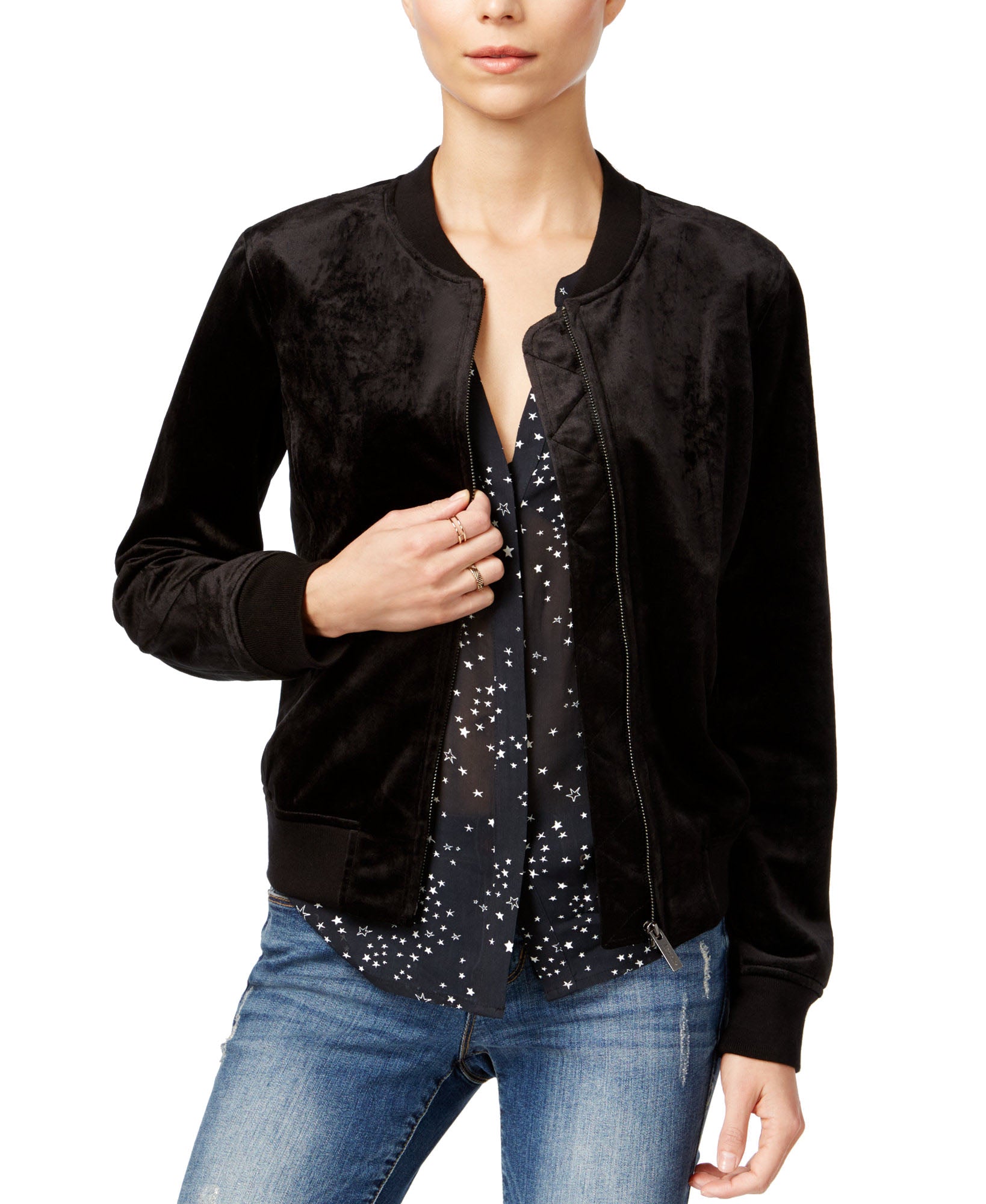 Sanctuary Women Velvet Bomber Jacket Black