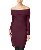 Material Girl Women Off The Shoulder Tunic Sweater Zinfandel