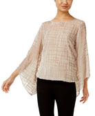 Alfani Women Velvet Burnout Blouson Top New Champagne