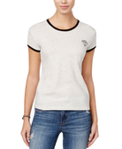 Mighty Fine Juniors Diamond Graphic T Shirt Heather Oatmeal Black
