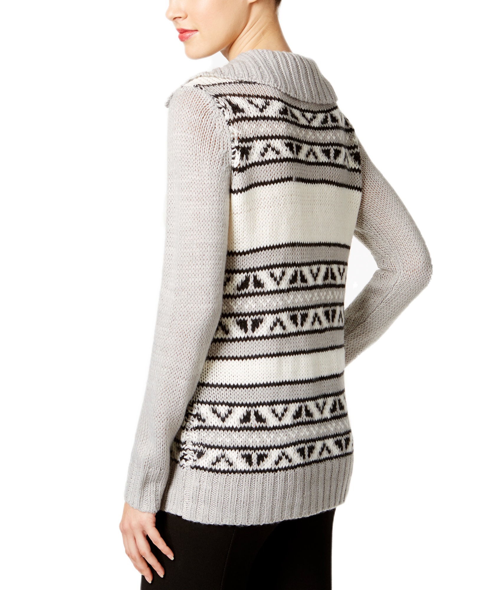 G.H. Bass & Co Women Striped Lace Up Sweater