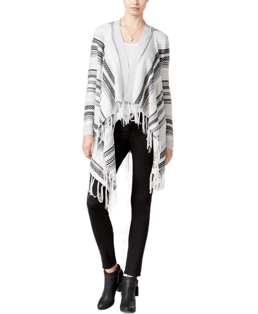 Almost-Famous-Juniors-Striped-Fringe-Waterfall-Cardigan-Grey-Black