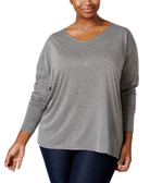Extra Touch Women Plus Trendy Strappy Back Top Charcoal Heather
