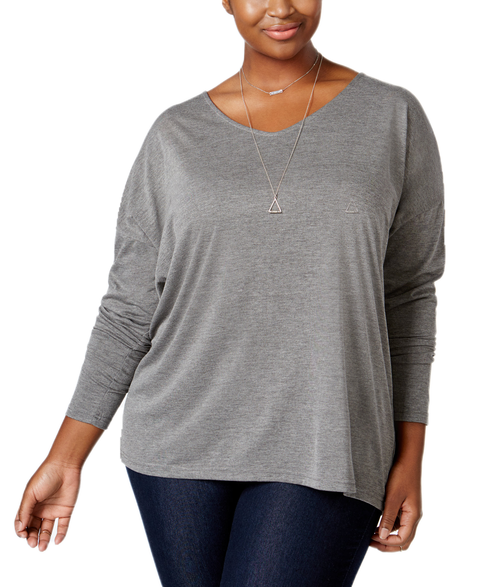 Extra Touch Women Plus Trendy Strappy Back Top Charcoal Heather