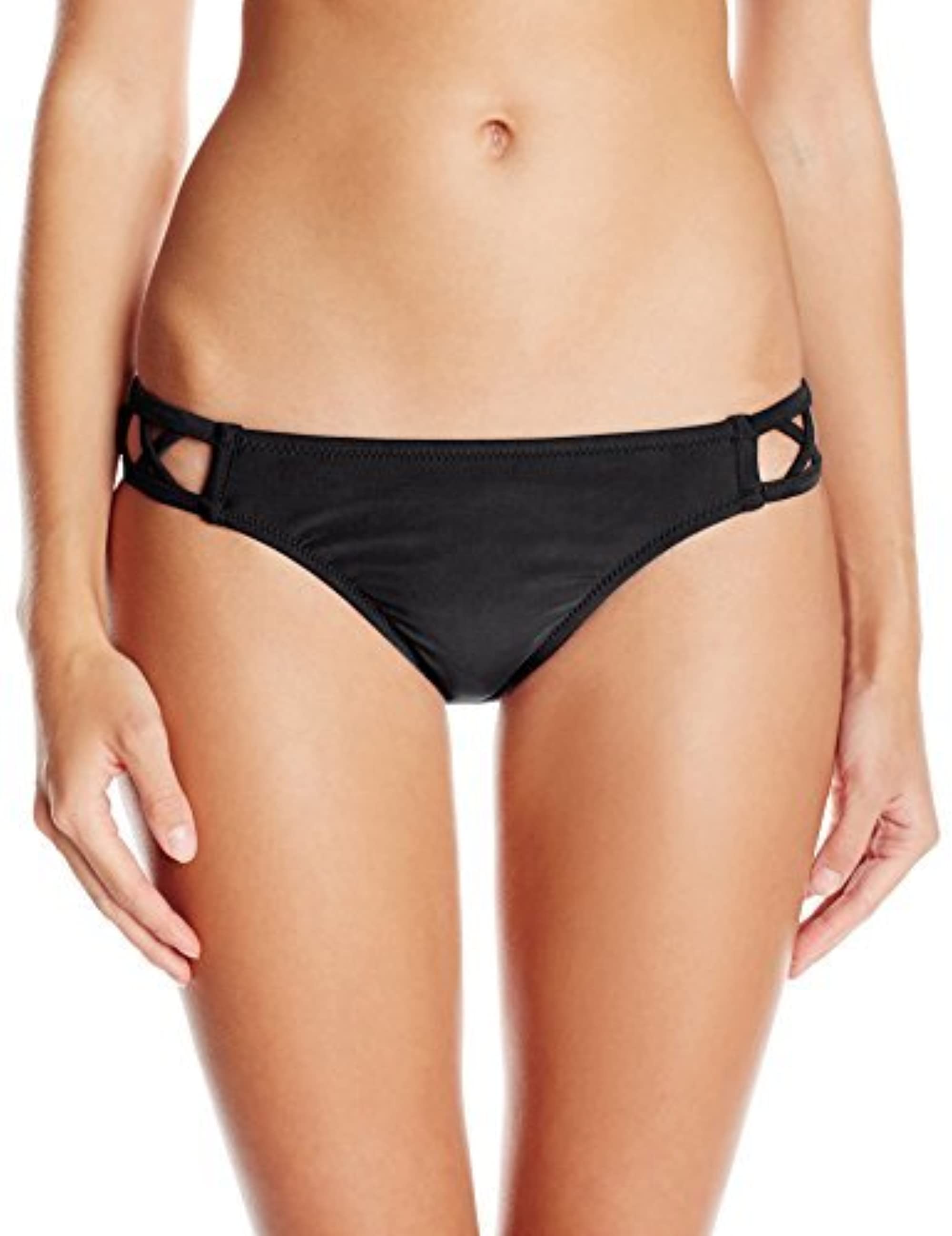 Jessica Simpson Women X Cross Hipster Bikini Bottom Black