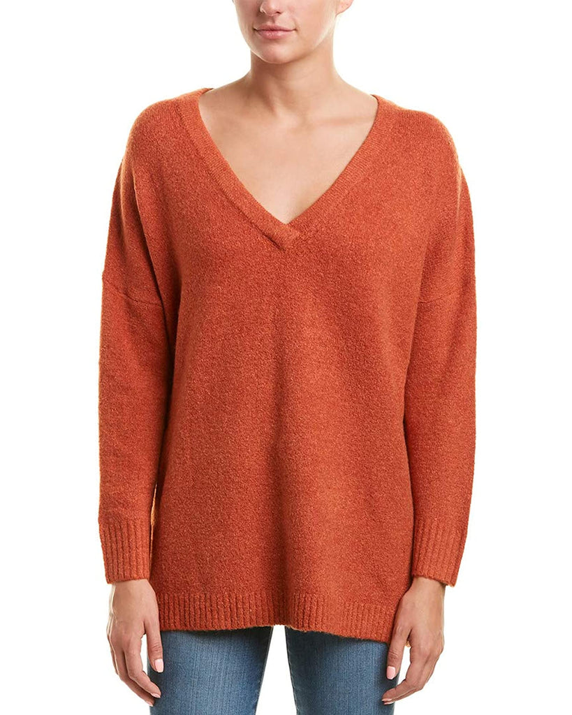 French Connection Women Flossy V Neck Knit Sweater Copper