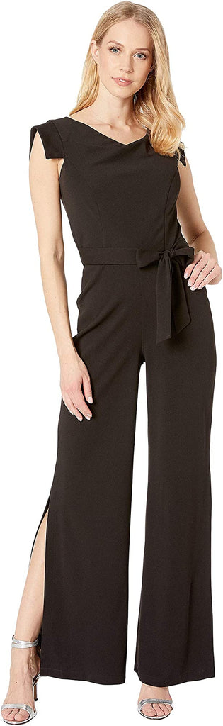 bebe Women Tie Waist Crepe Jumpsuit