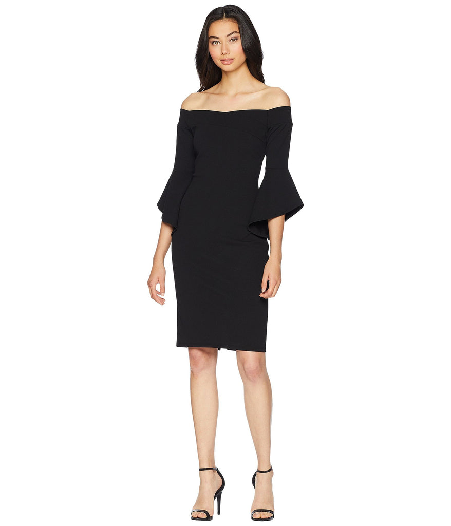 Bebe Women Off The Shoulder Bell Sleeve Cocktail Dress Black