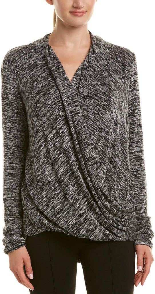 Max Studio Women Faux Wrap Top Black