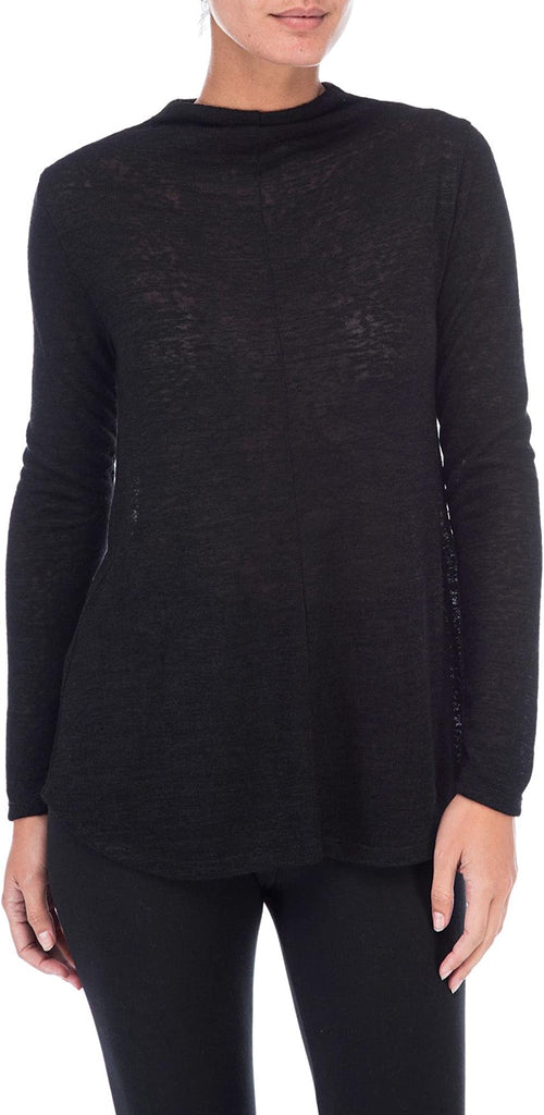 Bobeau Women Belle Mock Neck Longsleeve Tee Black