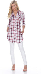 White Mark Women Plaid Tunic Top