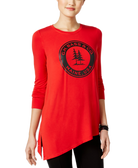 G.H. Bass & Co Women Asymmetrical Logo Sweatshirt Classic Red Combo