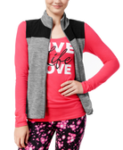 Energie Active Women Fleece Vest and Graphic T Shirt Grey Spacedye